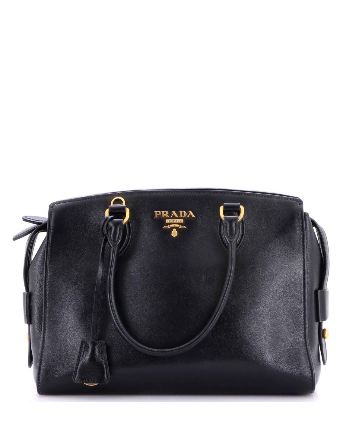 Pre-Owned Prada Medium Convertible Zip Around Satchel City Calfskin - Black