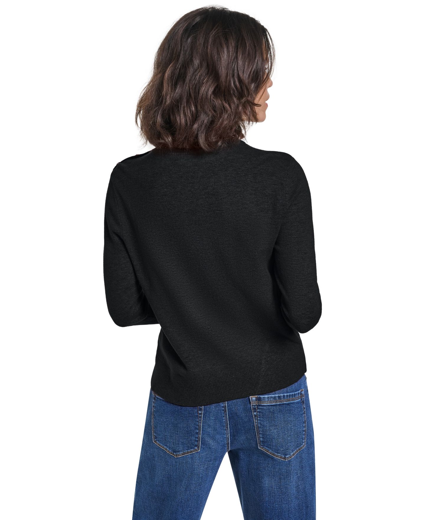 Женский свитер KARL LAGERFELD PARIS Asymmetrical Long-Sleeve Crewneck, цвет: Чёрный — фото 6
