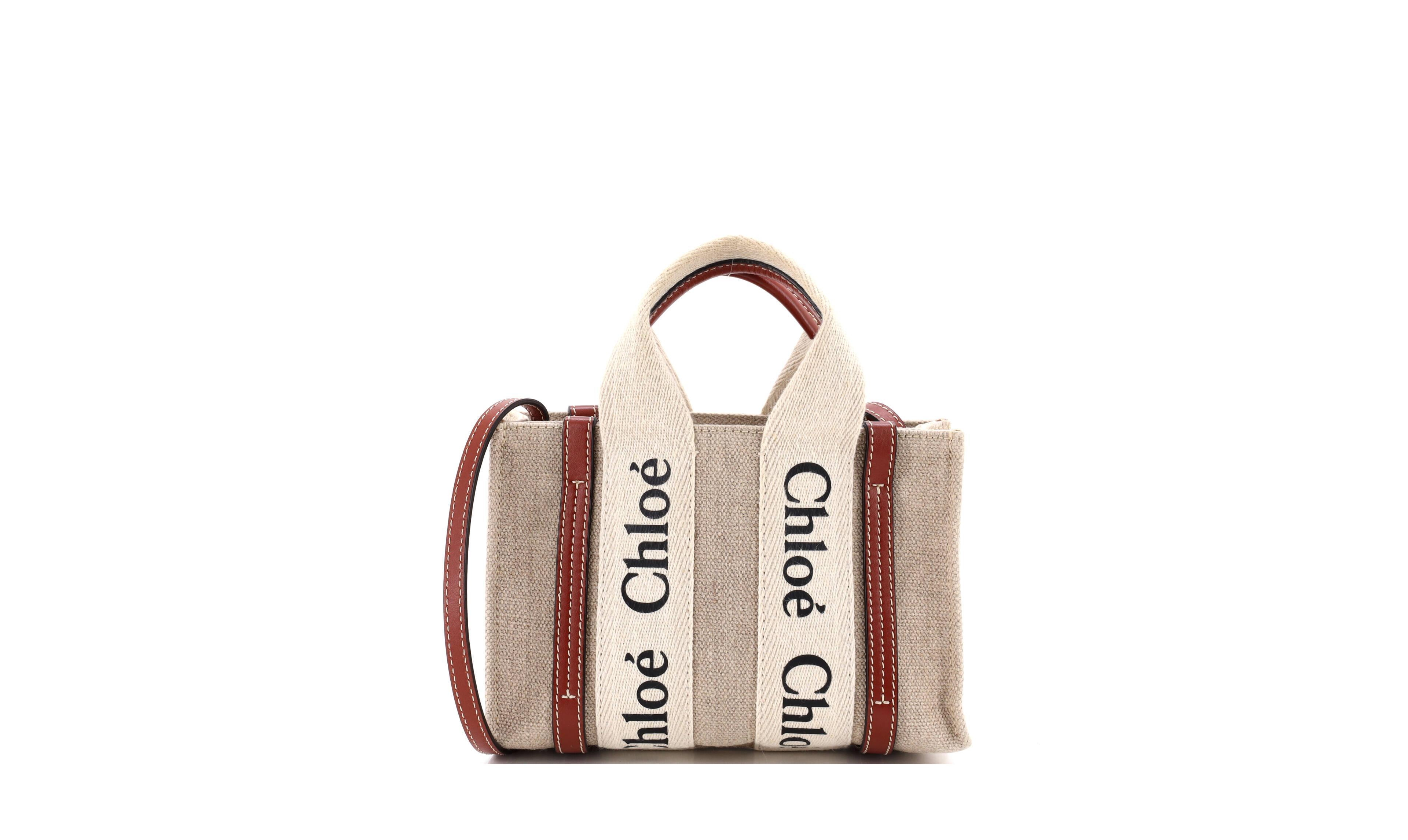 Pre-Owned Chloe Mini Woody Convertible Tote Canvas with Leather