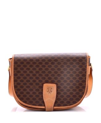Small Vintage Saddle Flap Shoulder Bag Macadam Coated Canvas