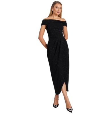 Women's Glitter Liverpool Bardot Wrap Midi Dress