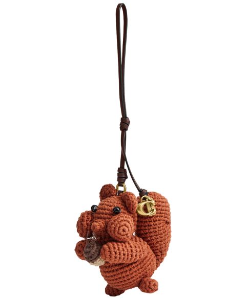 Женский брелок Coach Crochet Squirrel Attached Lanyard Bag Charm, цвет: Латунный / Разноцветный