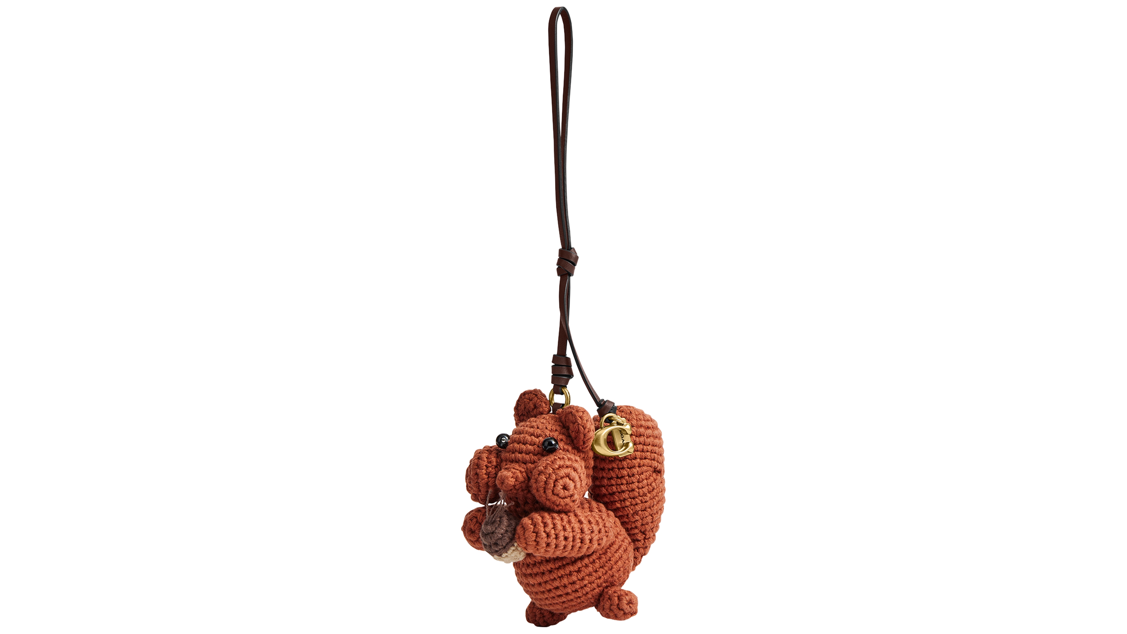 Coach Crochet Squirrel Attached Lanyard Bag Charm