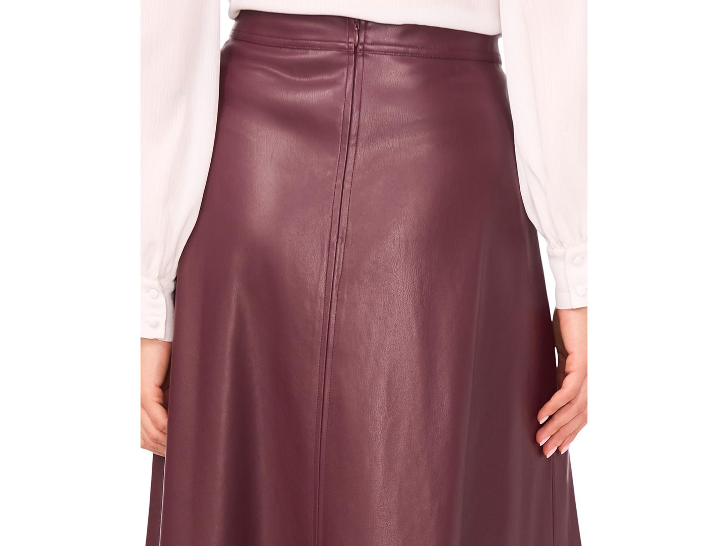 Женская юбка Vince Camuto Faux-Leather Seamed Maxi, цвет: Виноградный винный — фото 2
