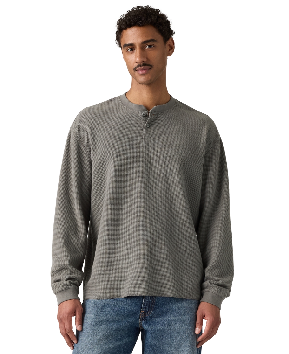 Levi's Men's Thermal Long-Sleeve Henley - Smoked Pearl
