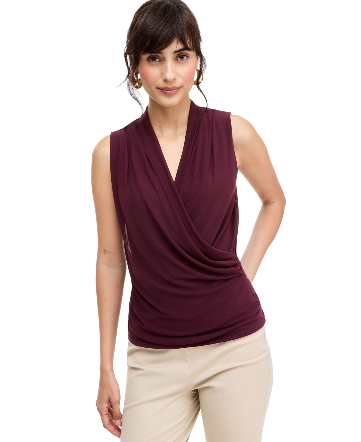 I.n.c. International Concepts Women's Mesh Surplice Tank, Macy's Exclusive