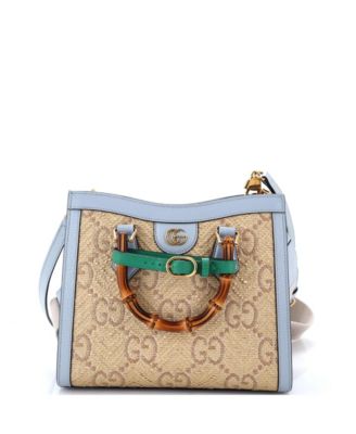 Small Diana NM Bamboo Handle Tote GG Raffia