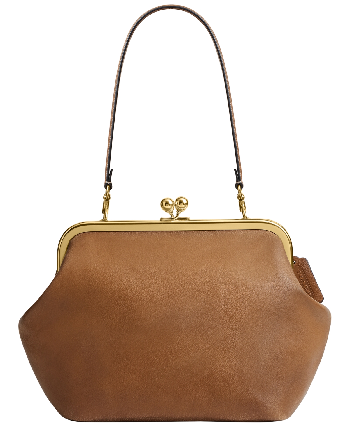 Coach Loved Kiss-Lock Leather Small Shoulder Handbag