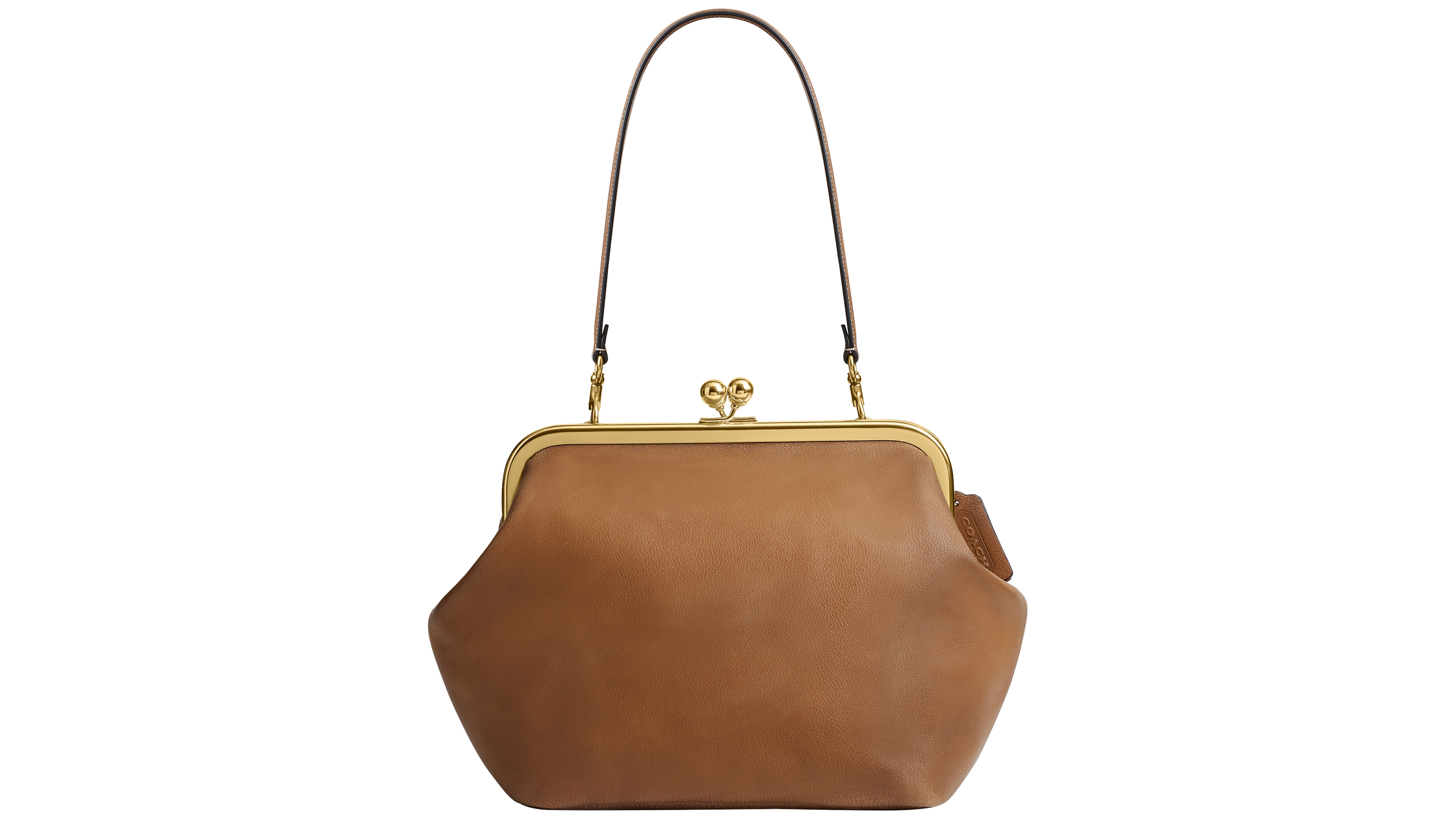 Coach Loved Kiss-Lock Leather Small Shoulder Handbag