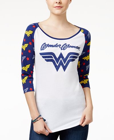 Bioworld Juniors' Warner Brothers Wonder Woman Graphic Raglan