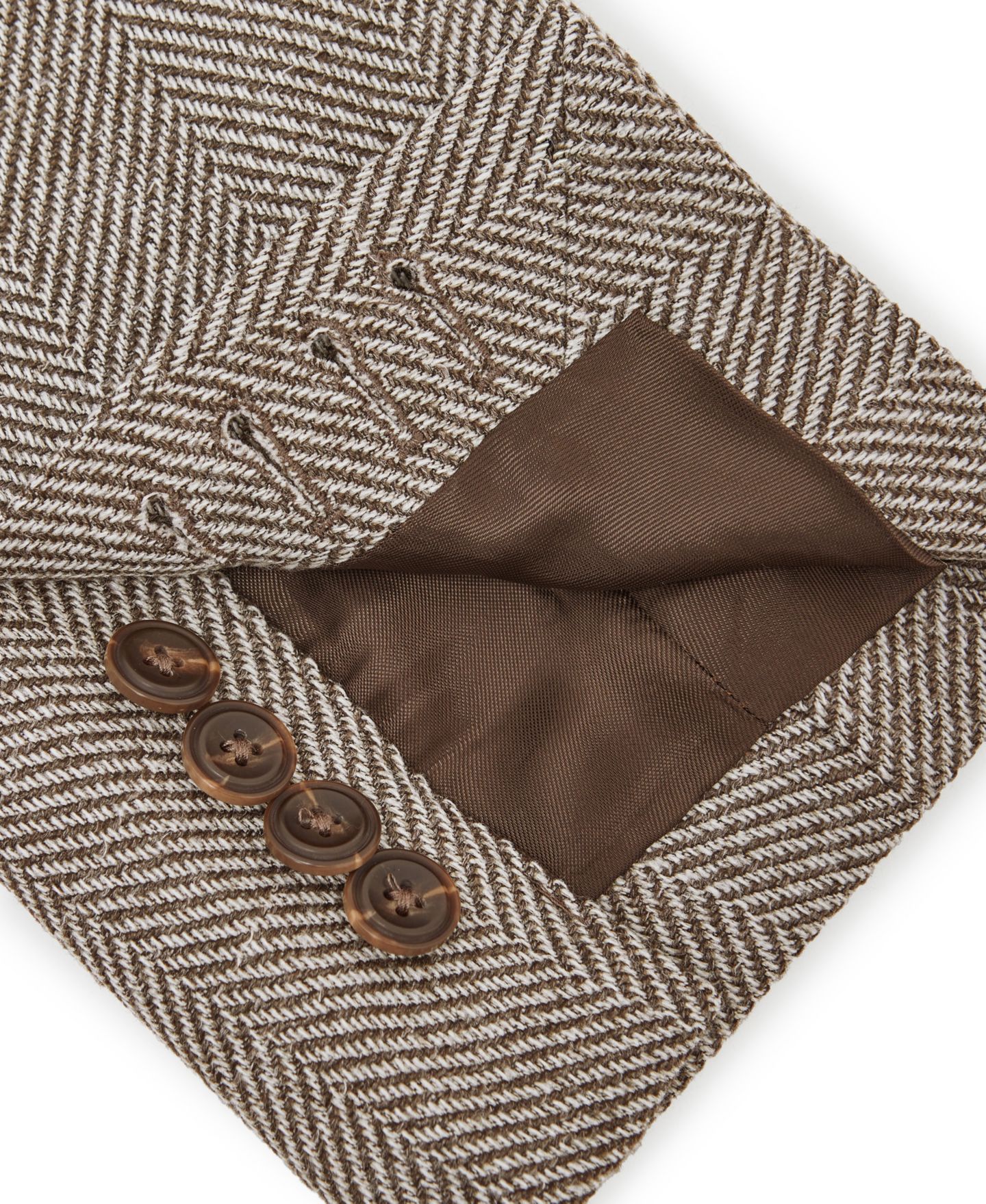 Мужской пиджак REISS Pinto Double-Breasted Herringbone Tailored-Fit Wool-Blend Blazer, цвет: Коричневый — фото 4