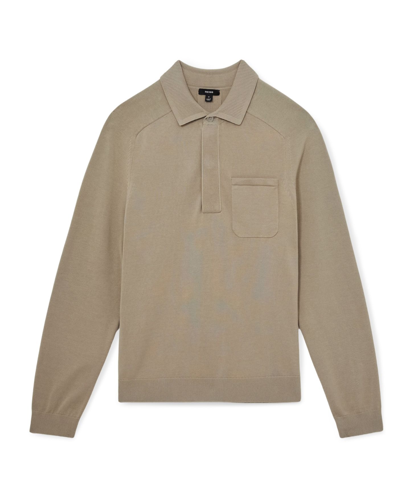 Мужское поло REISS Clinton Slim-Fit Concealed-Placket Polo, цвет: Светлый шалфейный зелёный — фото 2
