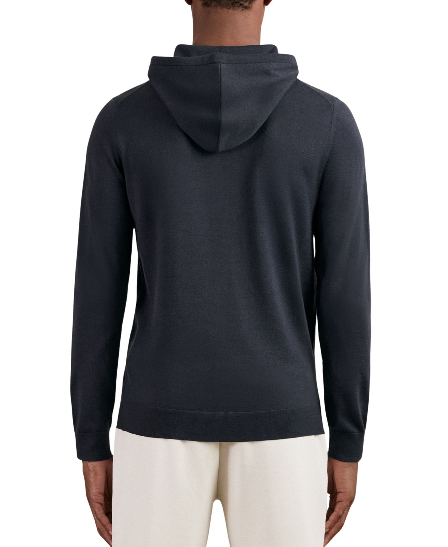 Мужское худи REISS Holland Merino Wool Regular Fit, цвет: Полуночный тёмно-синий — фото 5