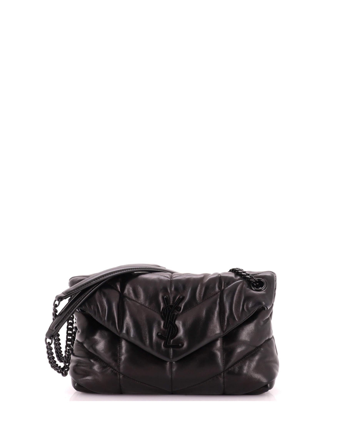 Pre-Owned Saint Laurent Small Loulou Puffer Shoulder Bag Quilted Leather - Black