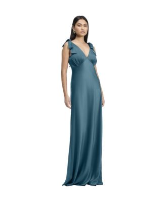 Women's Nora V-Neck Empire Waist Satin Maxi Dress