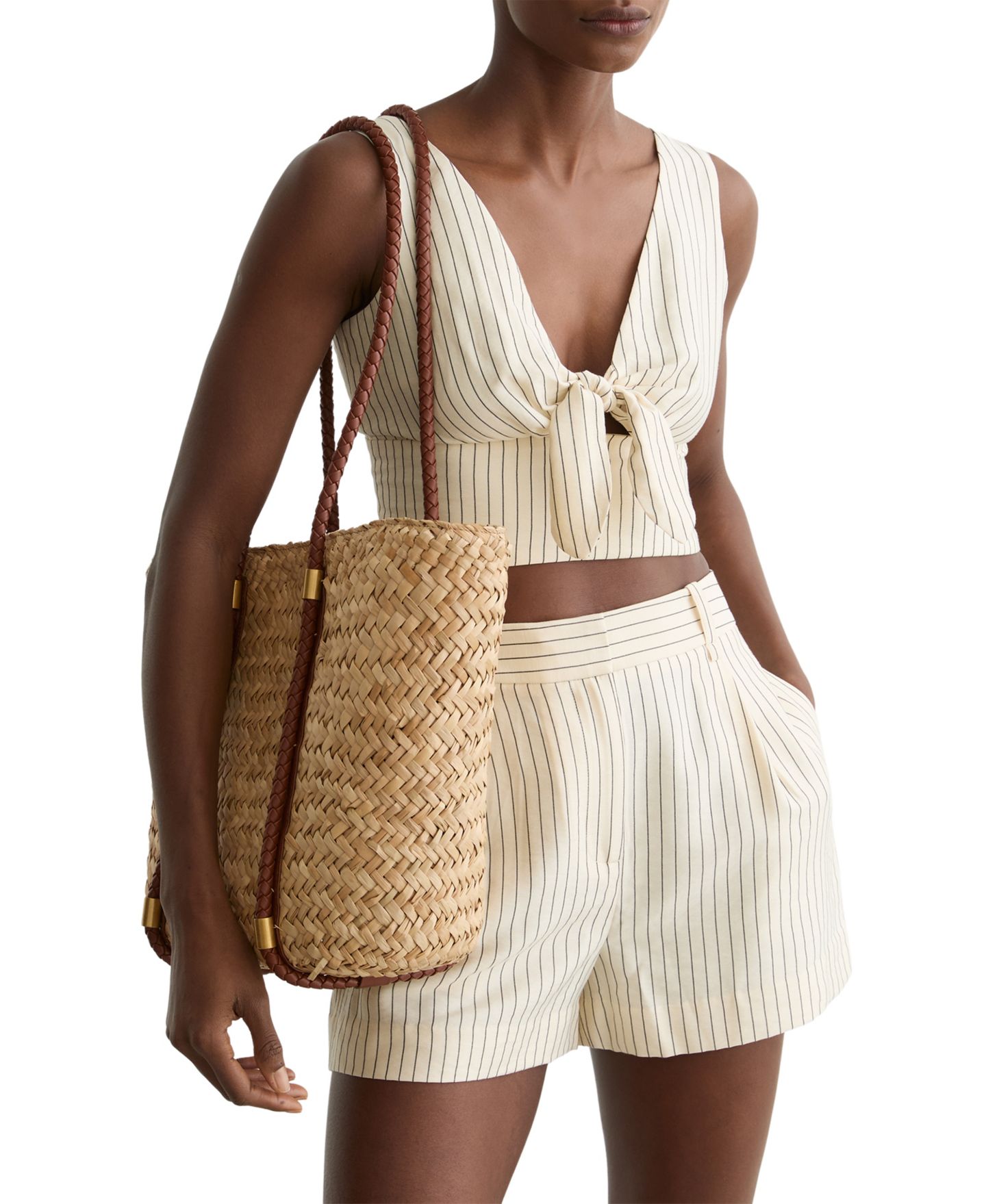 Женская сумка REISS Rubina Raffia Beach Bag Tote, цвет: Натуральный — фото 4