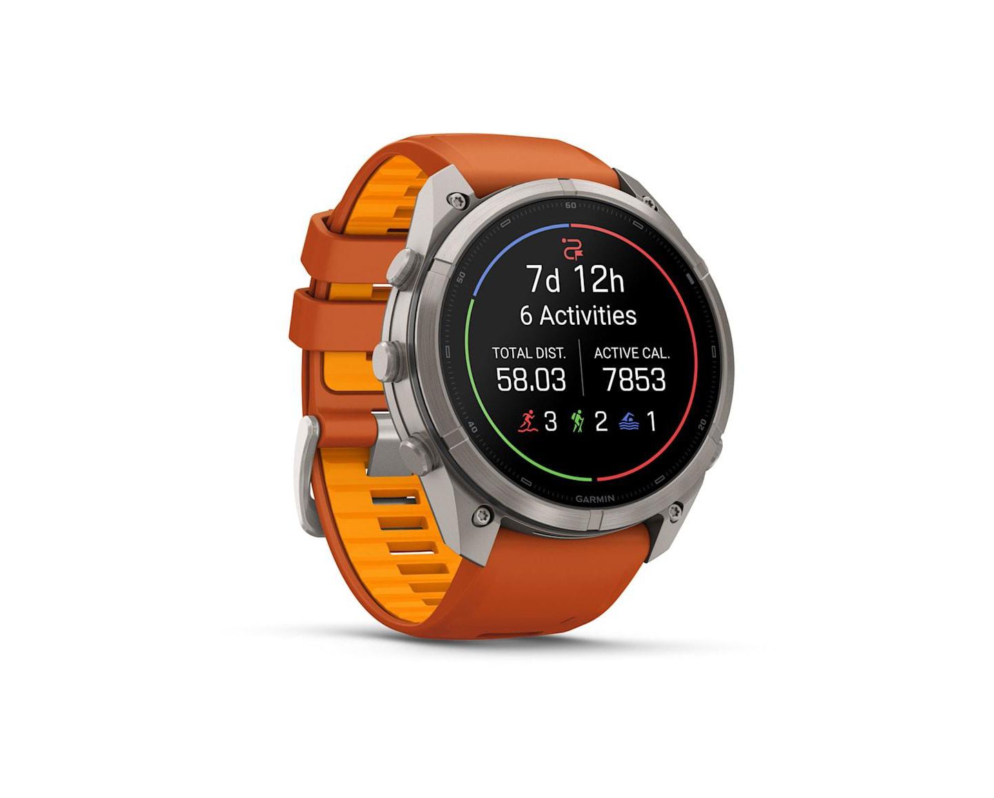Смарт-часы Garmin Fenix 9 Pro с GPS, титан, оранжевый силиконовый ремешок, 51 мм — фото 2
