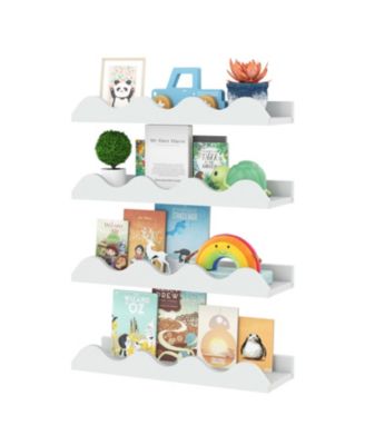 16 in Kids Bookshelf Set of 4 Floating Nursery Book Shelves for Decoration Book Toy Storage