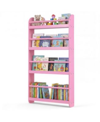 4-Tier Bookshelf Organizer for Toys and Books with Basswood Crossbar