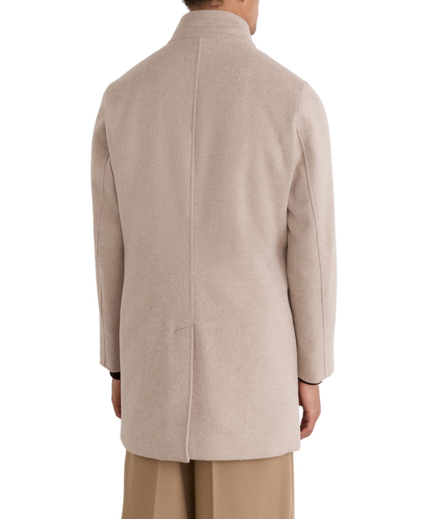 Мужское пальто REISS Chelmsford Merino Wool Funnel-Neck Slim-Fit Wide-Rib, цвет: Овсяный — фото 5