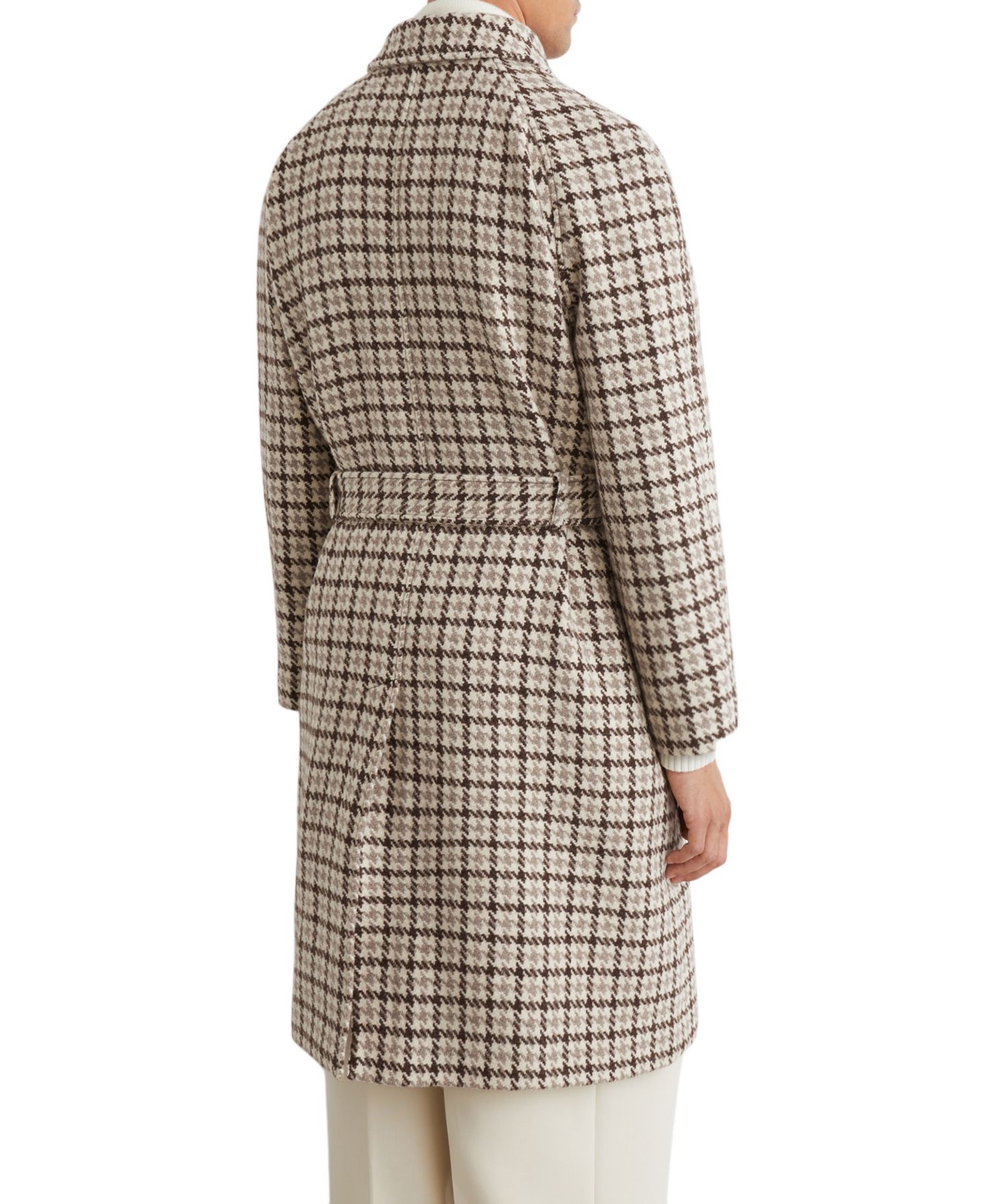 Мужское пальто REISS Christem Houndstooth-Check Belted Wool Overcoat, цвет: Коричневый разноцветный — фото 5