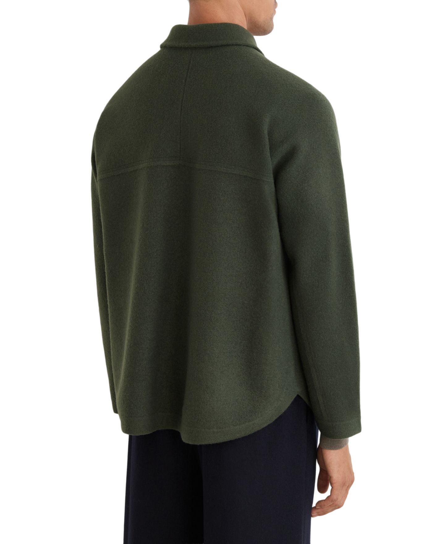 Мужская рубашка REISS Lockwood Boiled-Wool Twin-Pocket Overshirt, цвет: Тёмно-зелёный — фото 5