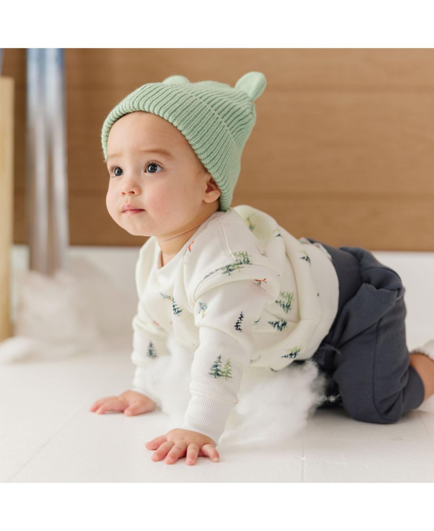 Толстовка Sweet Wink Ski Day Cotton-Blend Crewneck Long-Sleeve для мальчиков-малышей, цвет: Слоновая кость — фото 6