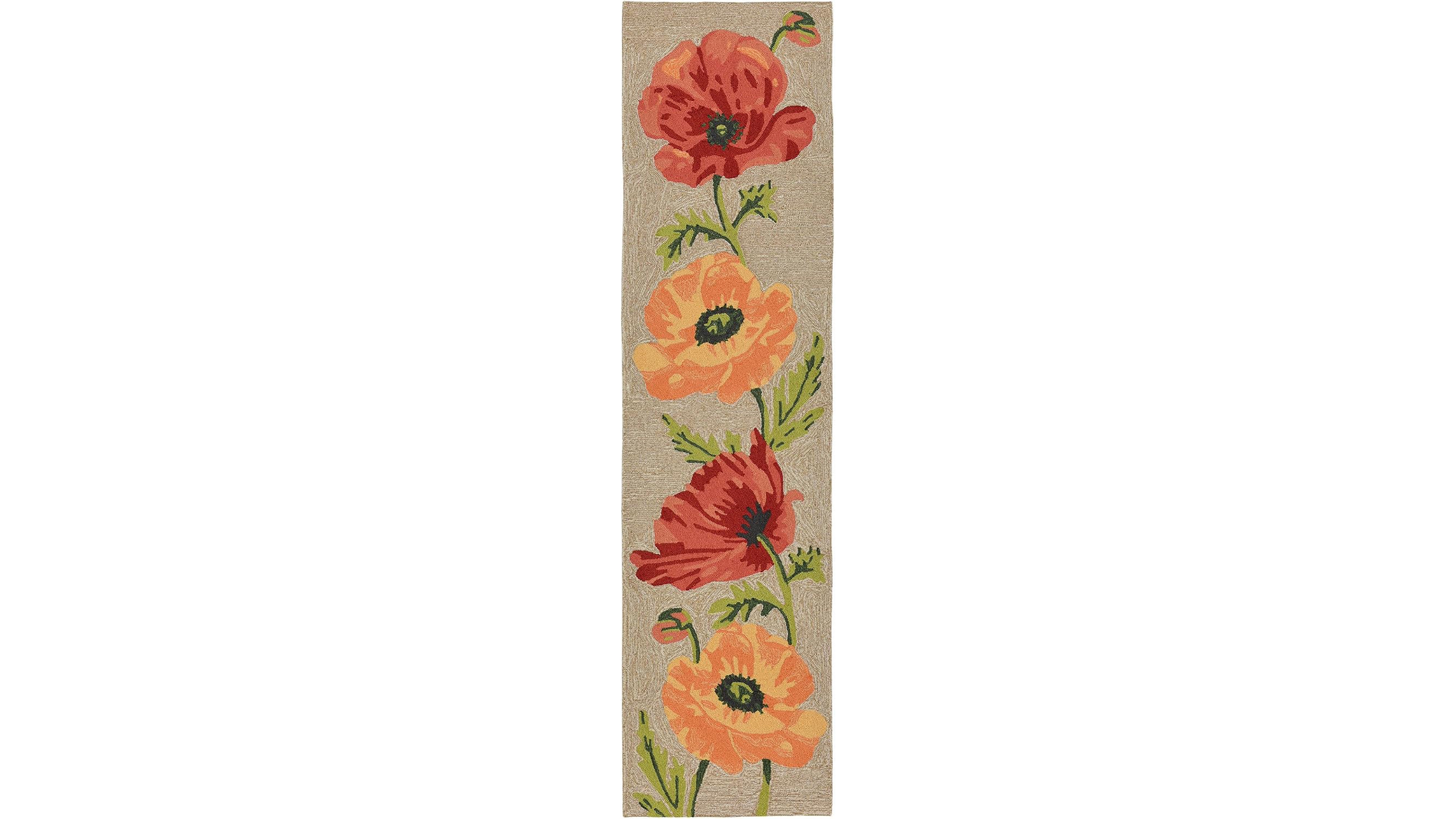 Liora Manne' Ravella 2272 Icelandic Poppies Ivory/Cream 2' x 8' Indoor/Outdoor Runner Area Rug