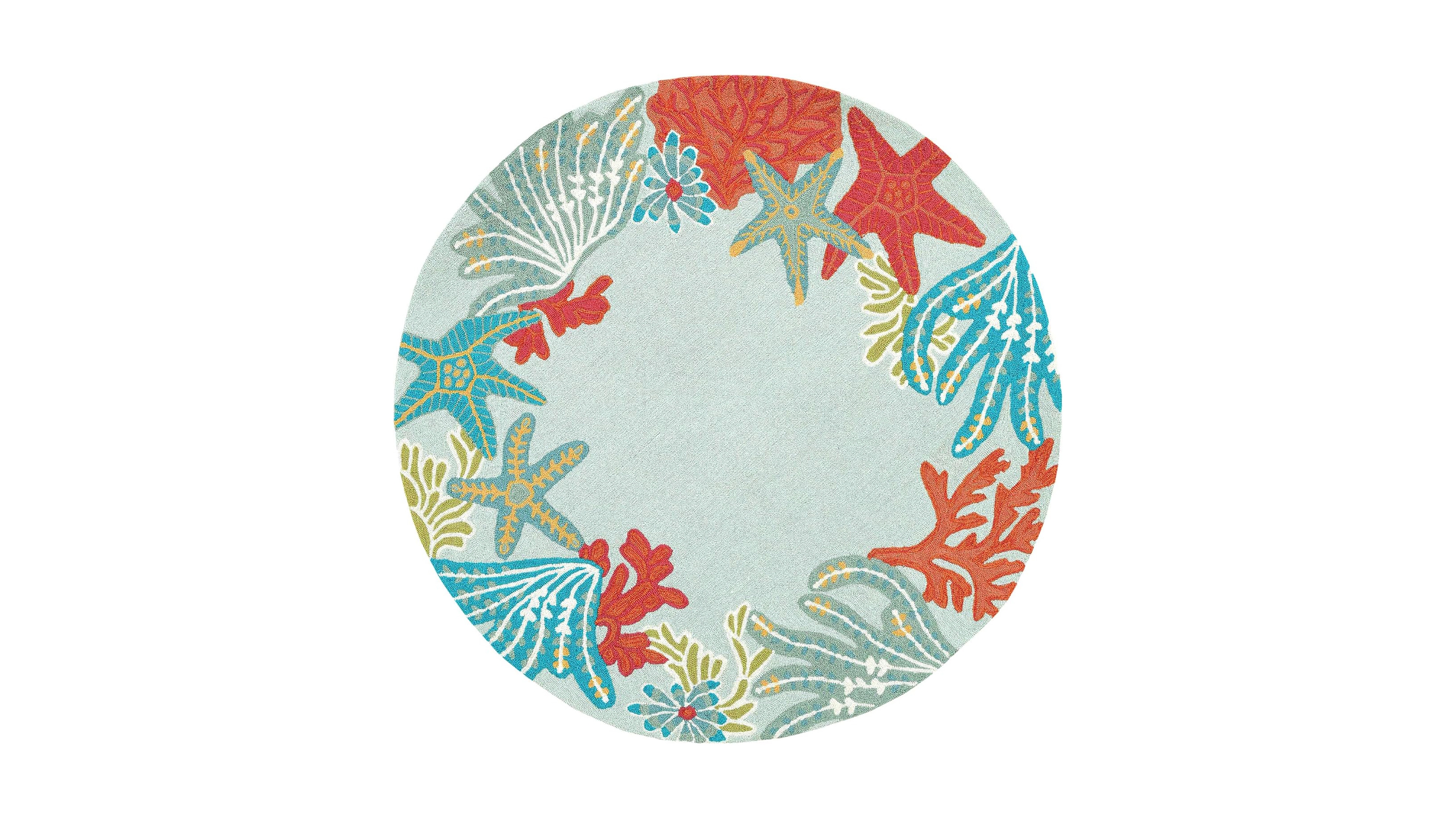 Liora Manne' Ravella 2256 Ocean Scene Blue 5' Indoor/Outdoor Round Area Rug