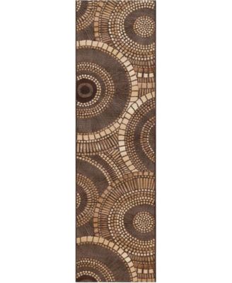 Marina 8035 Circles 1'11" x 7'6" Indoor/Outdoor Runner Area Rug