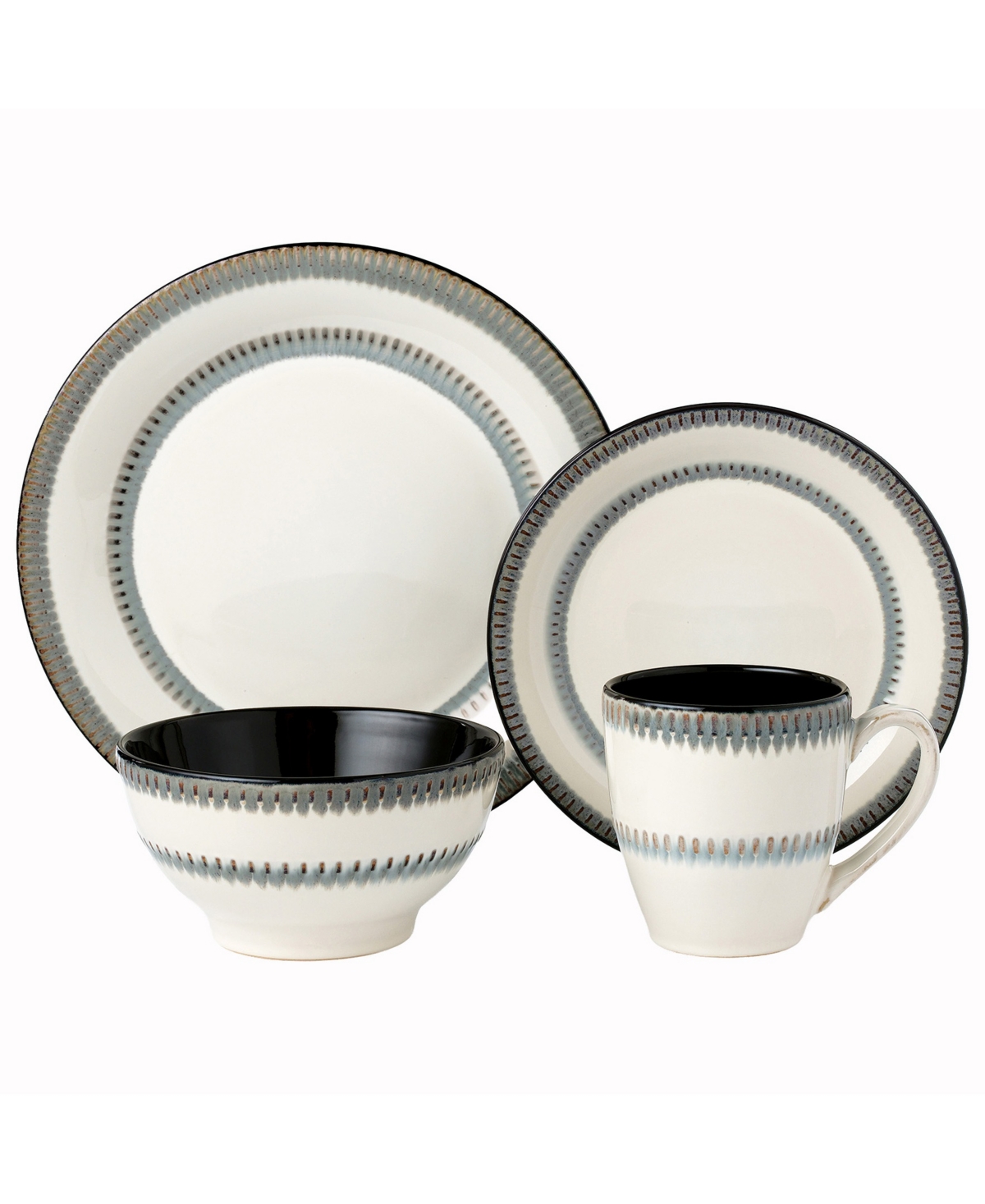 Lorren Home Trends Stoneware Contrast, Set of 16