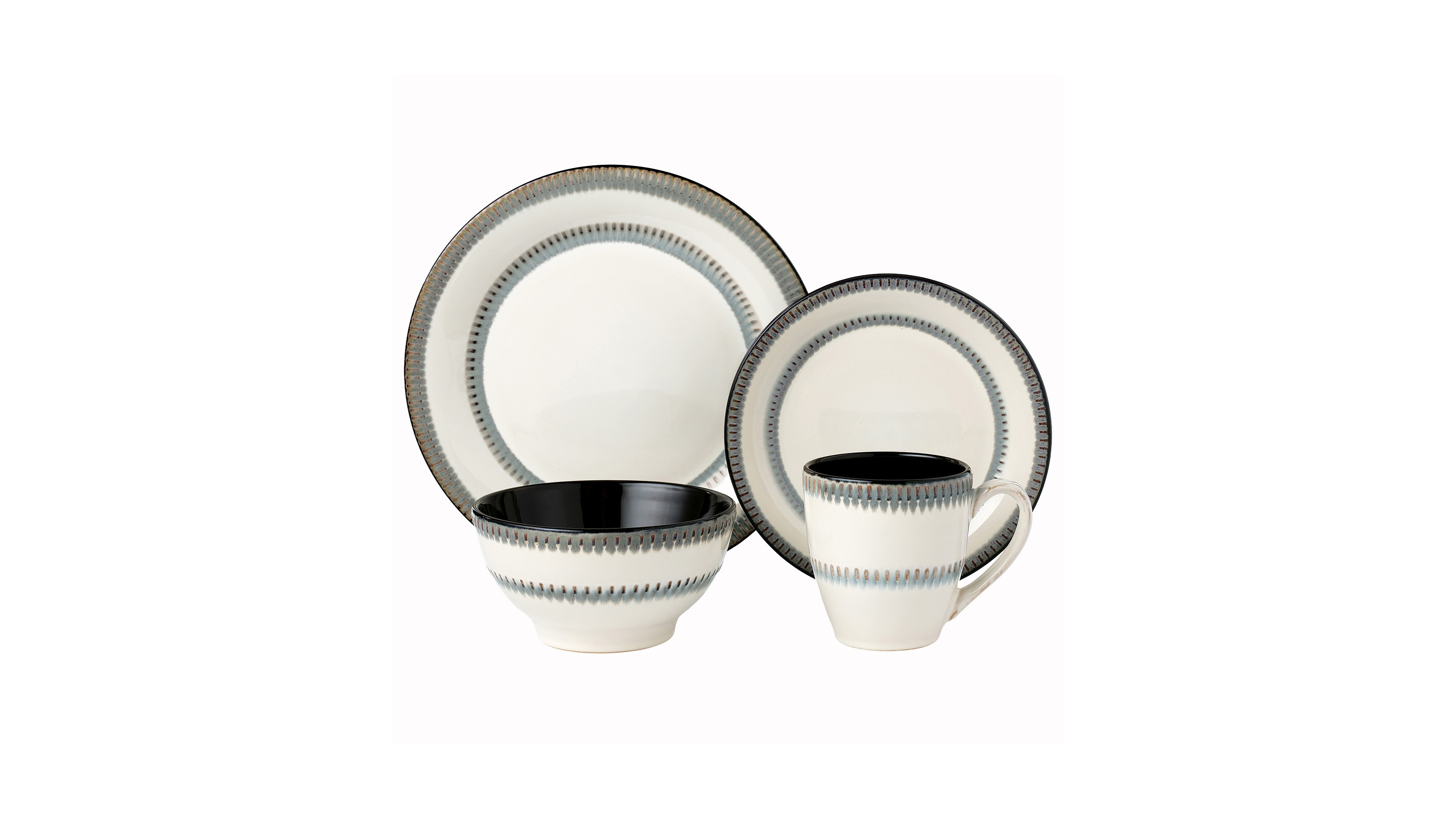 Lorren Home Trends Stoneware Contrast, Set of 16