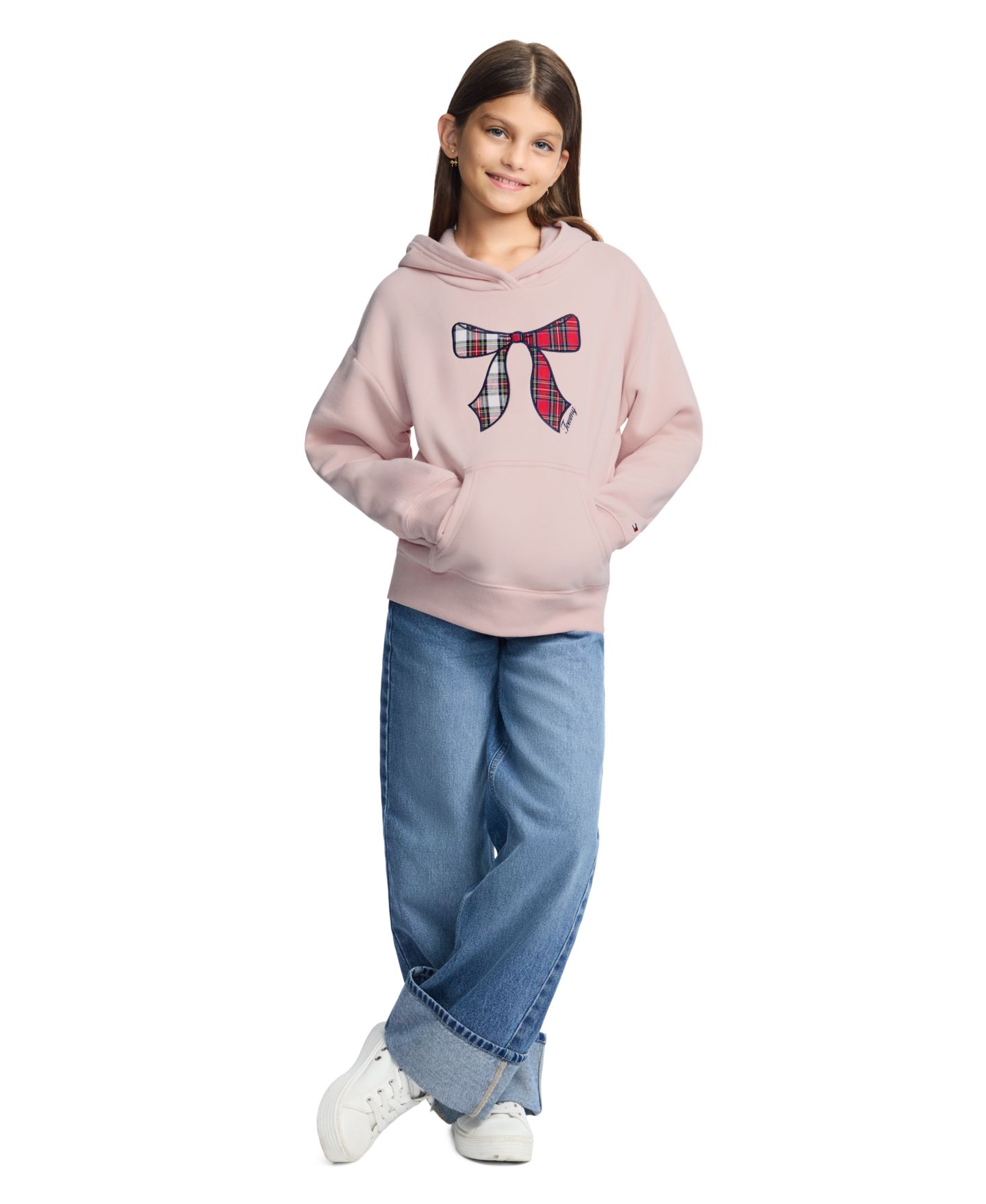 Худи Tommy Hilfiger Popover Oversized-Hood Kangaroo-Pocket для девочек, цвет: Lotus — фото 3