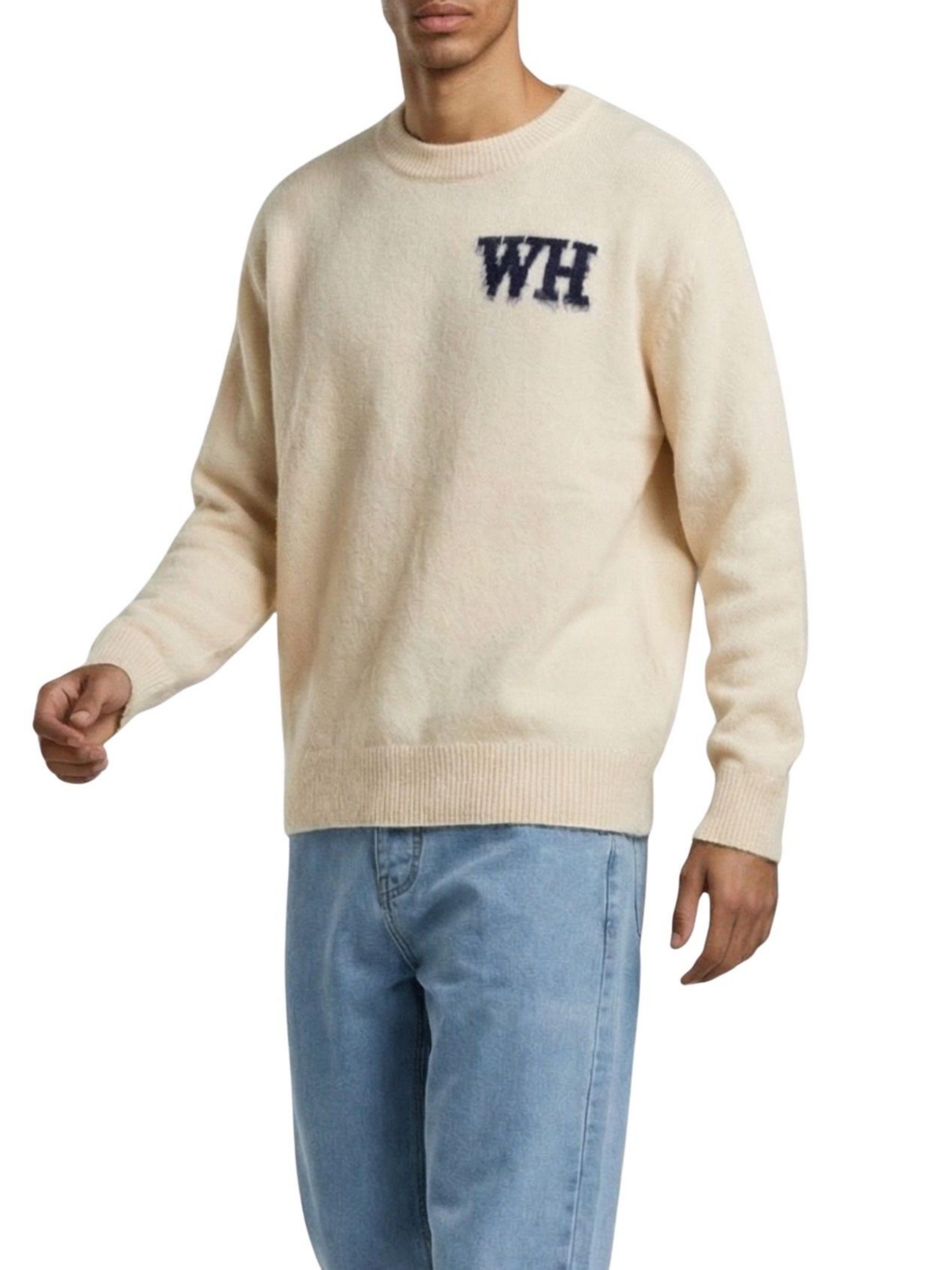Walker & Hunt Men's Wh Crewneck Regular-Fit Long-Sleeve Sweater - Cream