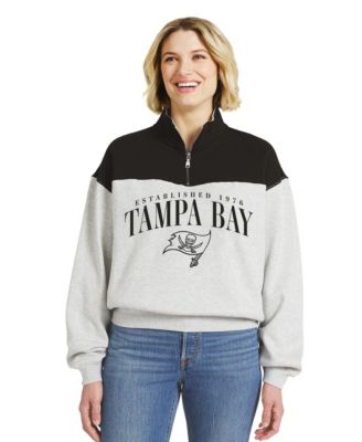 Women's  Heather Gray Tampa Bay Buccaneers Colorblock Half-Zip Pullover