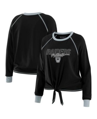 Women's Black Las Vegas Raiders Tie-Front Long Sleeve T-Shirt