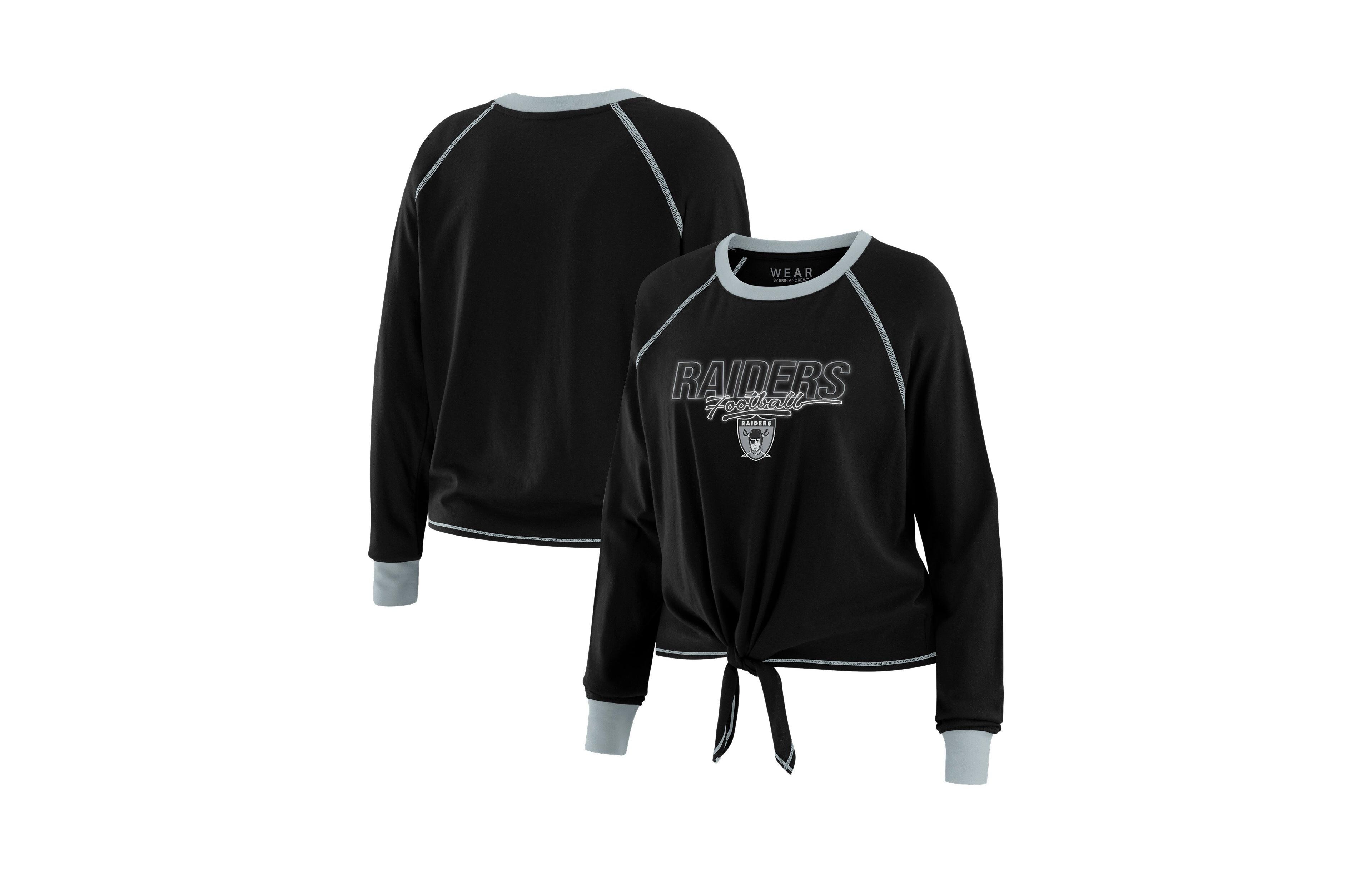 Wear by Erin Andrews Women's Las Vegas Raiders Tie-Front Raglan Long-Sleeve T-Shirt