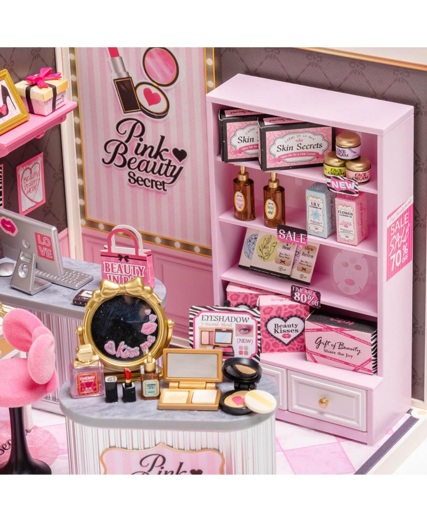 Детский конструктор Robotime Beauty Salon Super Creator Pink Beauty Secret 115-Piece Building Set, Ages 14+, цвет: Розовый — фото 5