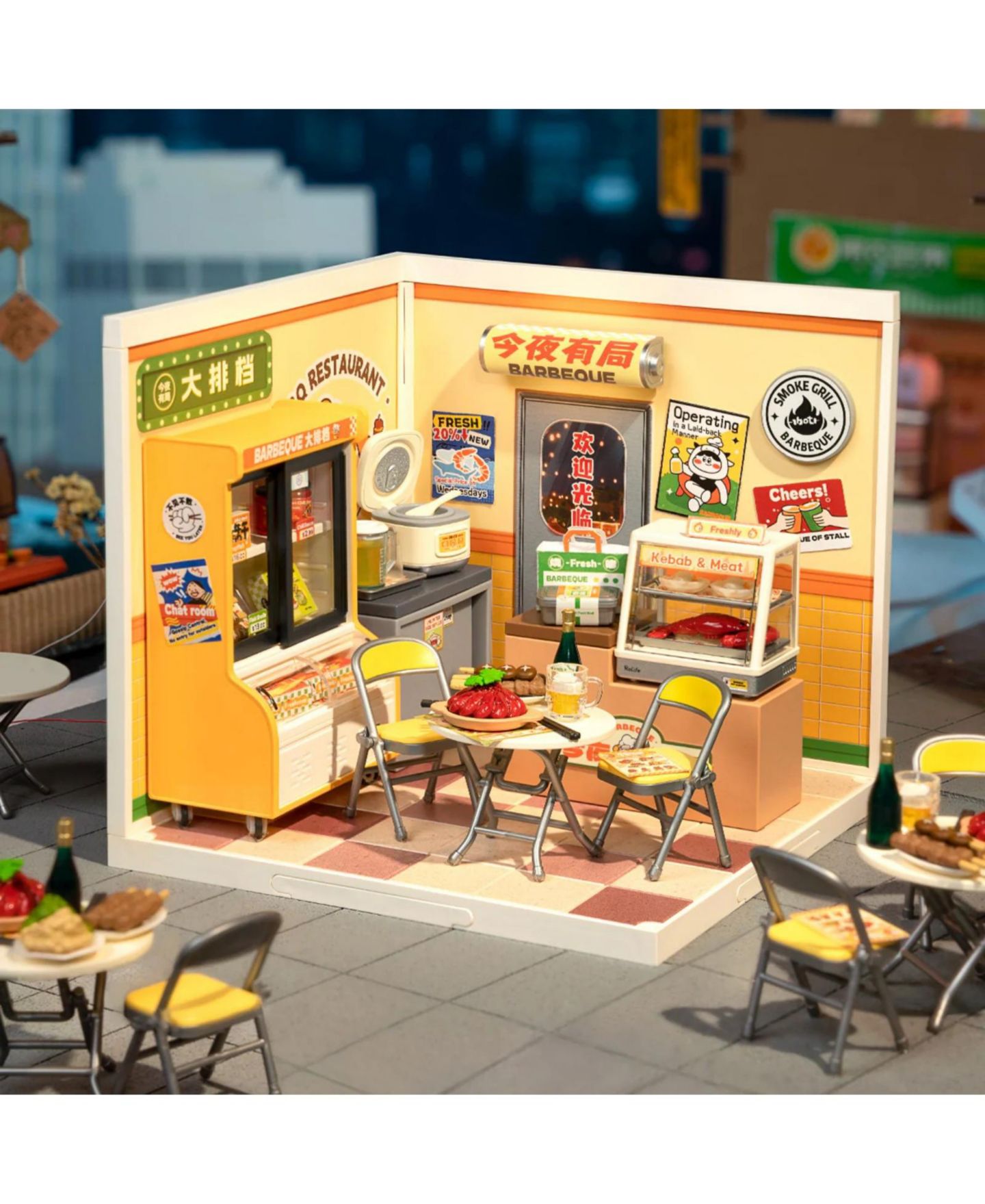 Детский конструктор Robotime Night Out Food Stall 3D 137-Piece Wooden Building Set, Ages 14+ — фото 2