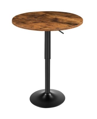 Round Height Adjustable Bar Table with Heavy Duty Base for Home and Dining