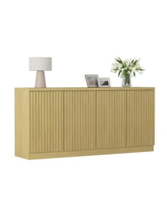 62.6 Inch Particle Board 4-Door Anti-Tip Sideboard Cabinet