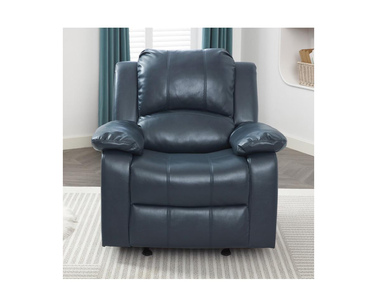 sumyeg Charlotte Midnight Blue Glider Recliner, 330LBS Faux Leather Glider Chair with Pub Back and Contrast Stitching - Navy blue
