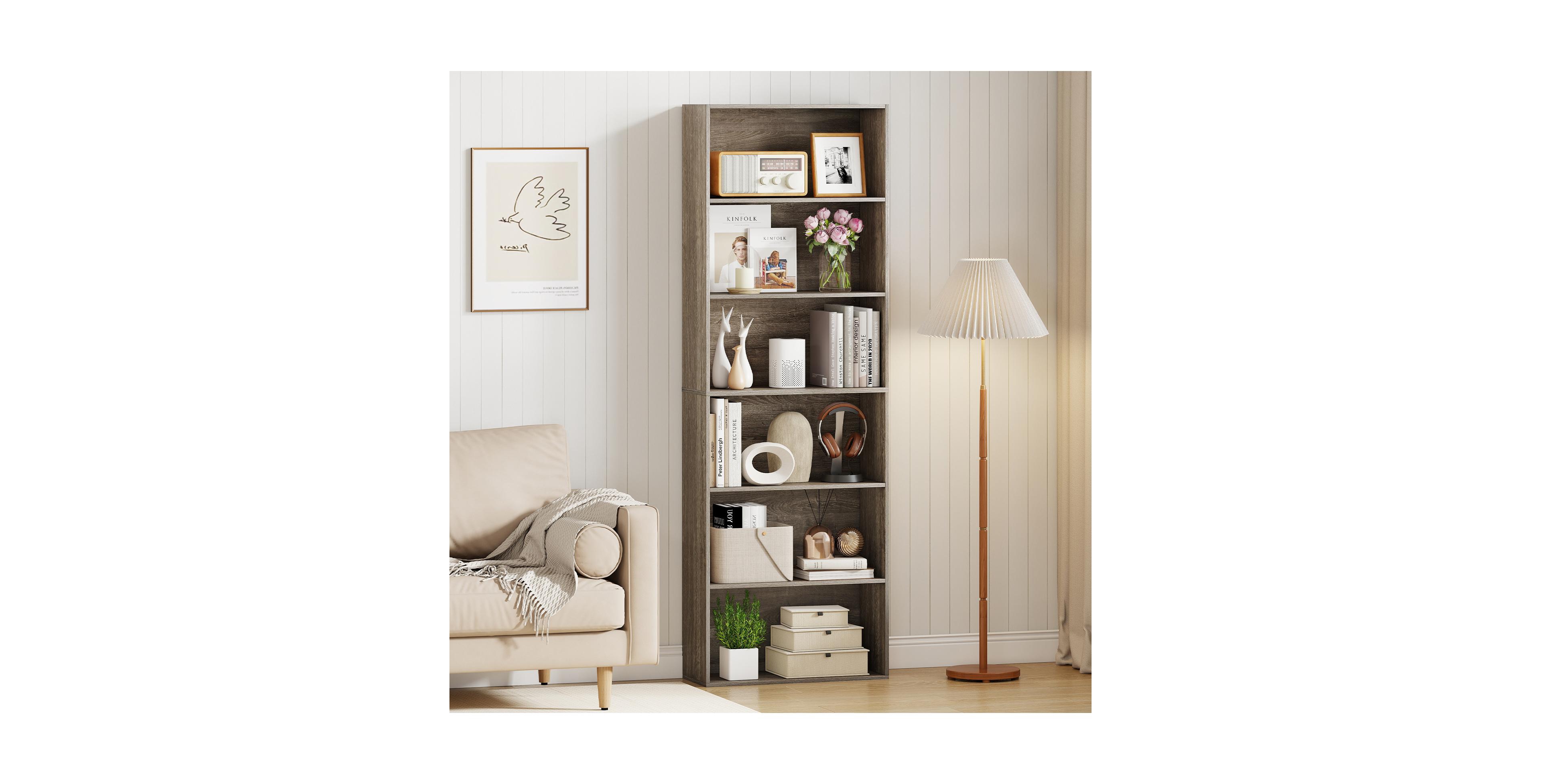 sumyeg 40 Inch 6-Tier Mdf and Engineered Wood Anti-Toppling Open Shelf Bookcase