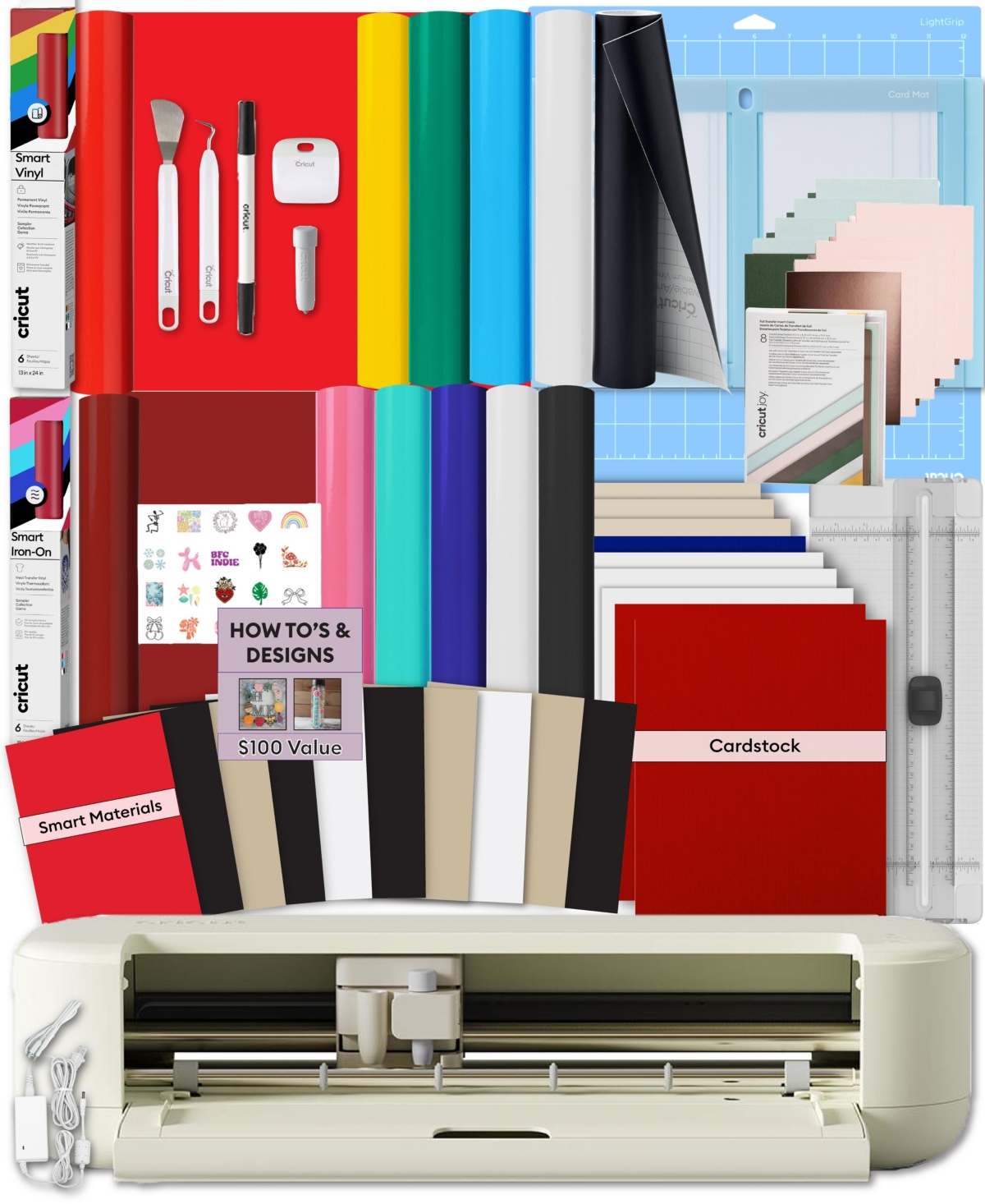 Cricut Explore 5 Cutting Machine Essentials Rainbow Sampler Bundle - Light beige