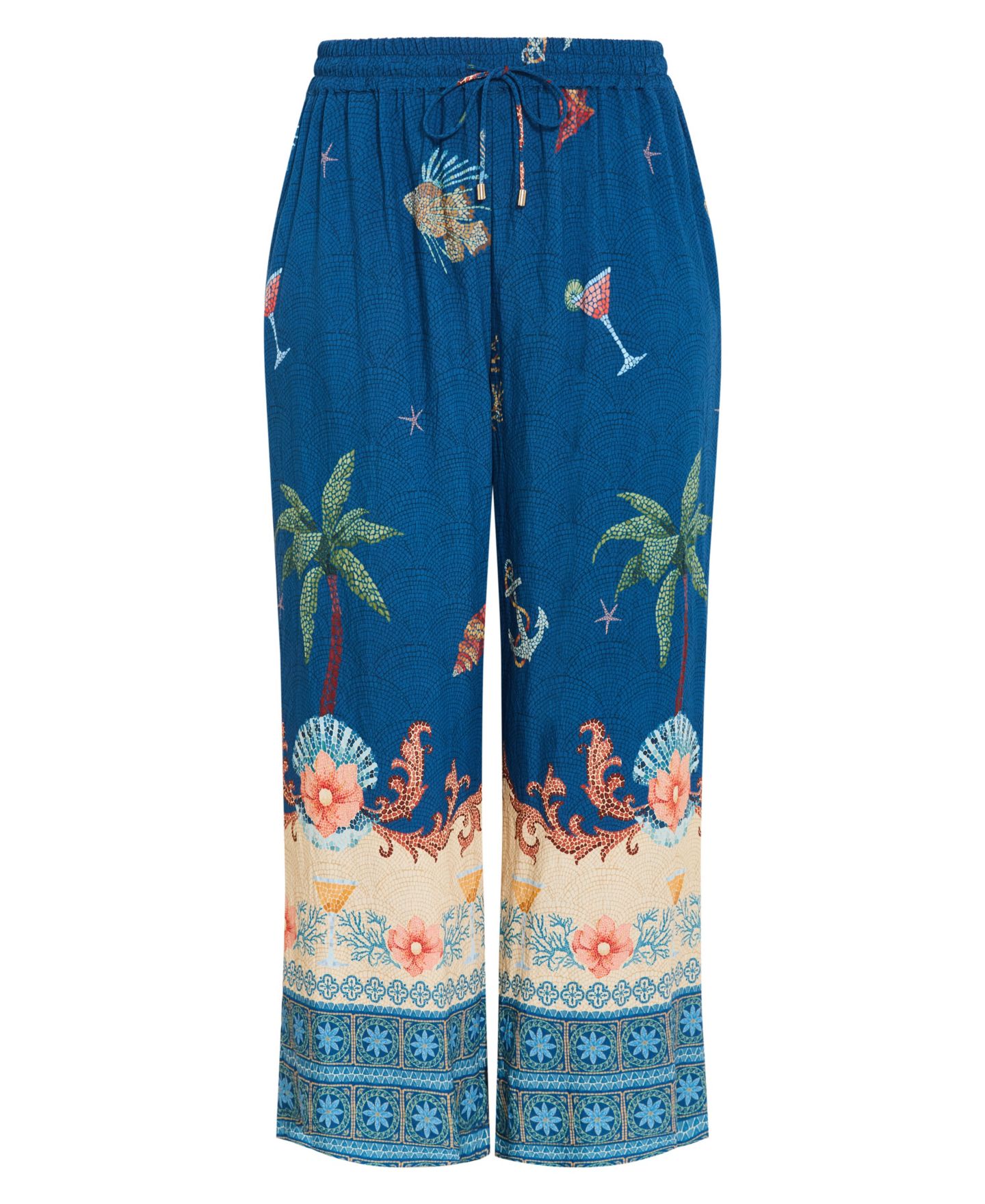 Женские брюки CITY CHIC Plus Size Tia Sea Print Wide Leg, цвет: Тёмно-синий морской — фото 4
