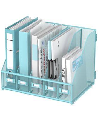 Metal Mesh Desk Organizer 5 Vertical Compartments File Holder for Office Classroom Home Workspace