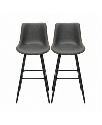 Bar Stools Set of 2, 30" Bar Height Barstools with Backs,Metal Legs