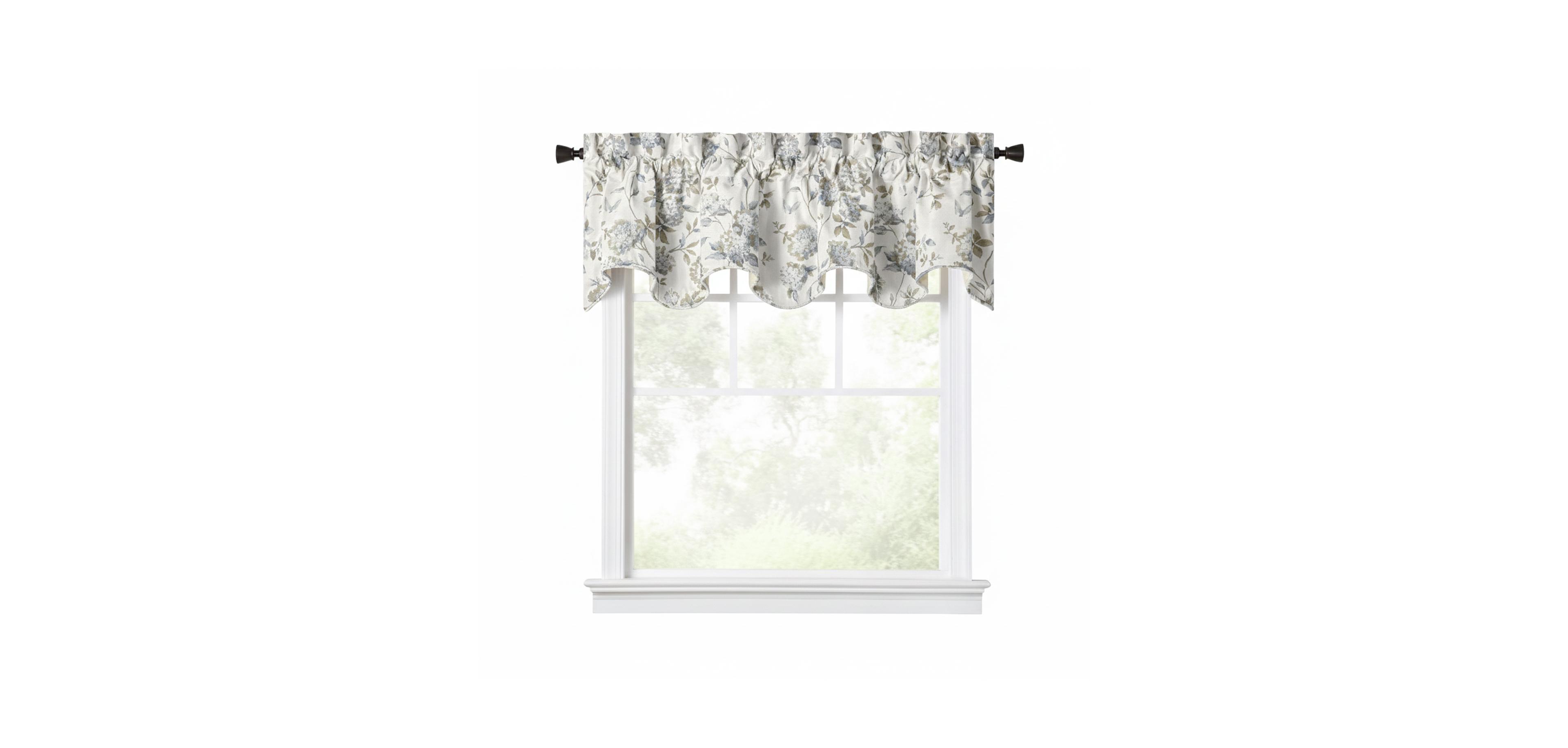 Ellis Curtain 48percentage Cotton 52percentage Polyester Abigail Traditional Hydrangea Pattern Scallop Window Valance