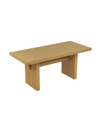 Modern Dining Table, Solid Mango Wood Construction, Vertical Fluted Leg Design, Scandinavian Style Rectangular Table