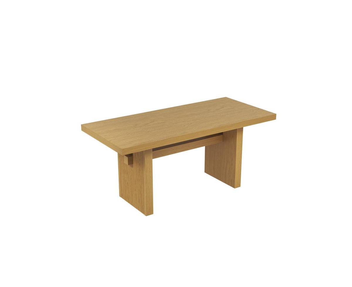 sumyeg Modern Dining Table, Solid Mango Wood Construction, Vertical Fluted Leg Design, Scandinavian Style Rectangular Table - Brown